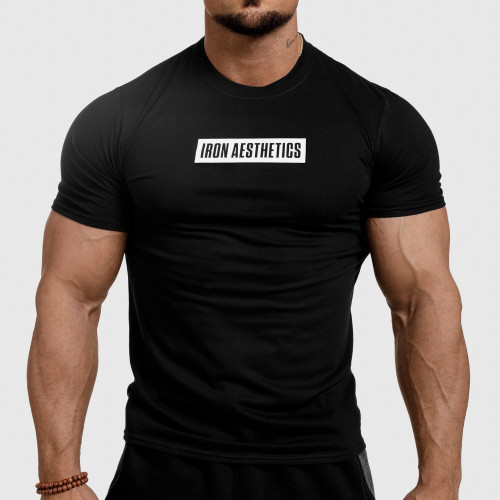Pánske fitness tričko Iron Aesthetics Boxed, čierne