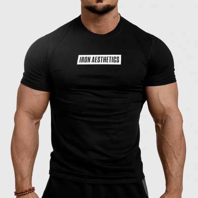 Pánské fitness tričko Iron Aesthetics Boxed, černé-1