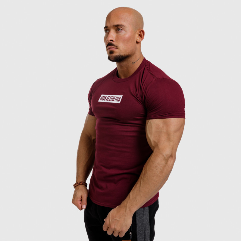 Pánské fitness tričko Iron Aesthetics Boxed, bordové-4