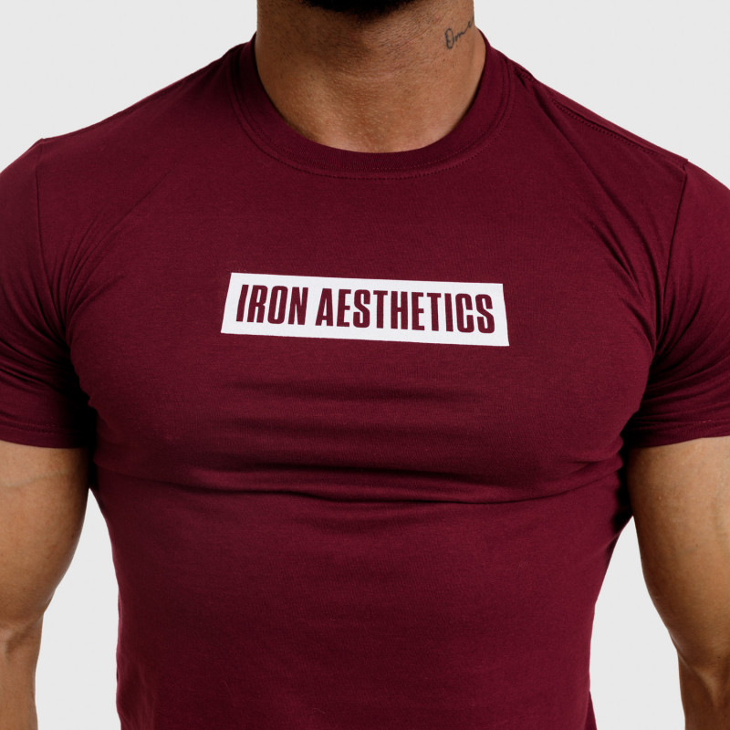 Pánské fitness tričko Iron Aesthetics Boxed, bordové-3