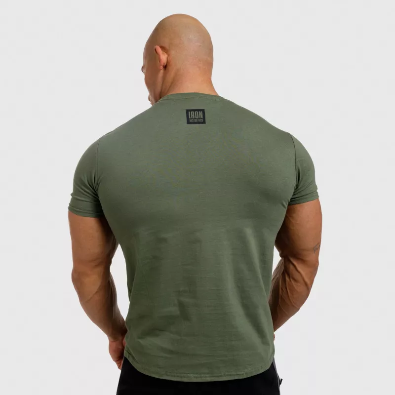 Pánské fitness tričko Iron Aesthetics Boxed, vojenská zelená-5
