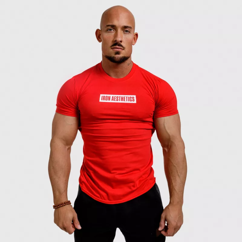 Pánské fitness tričko Iron Aesthetics Boxed, červené-2