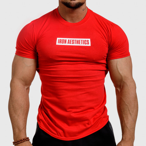 Pánské fitness tričko Iron Aesthetics Boxed, červené
