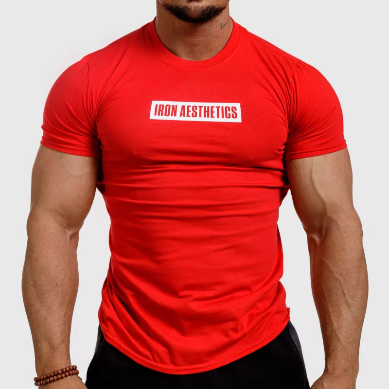 Pánské fitness tričko Iron Aesthetics Boxed, červené-1