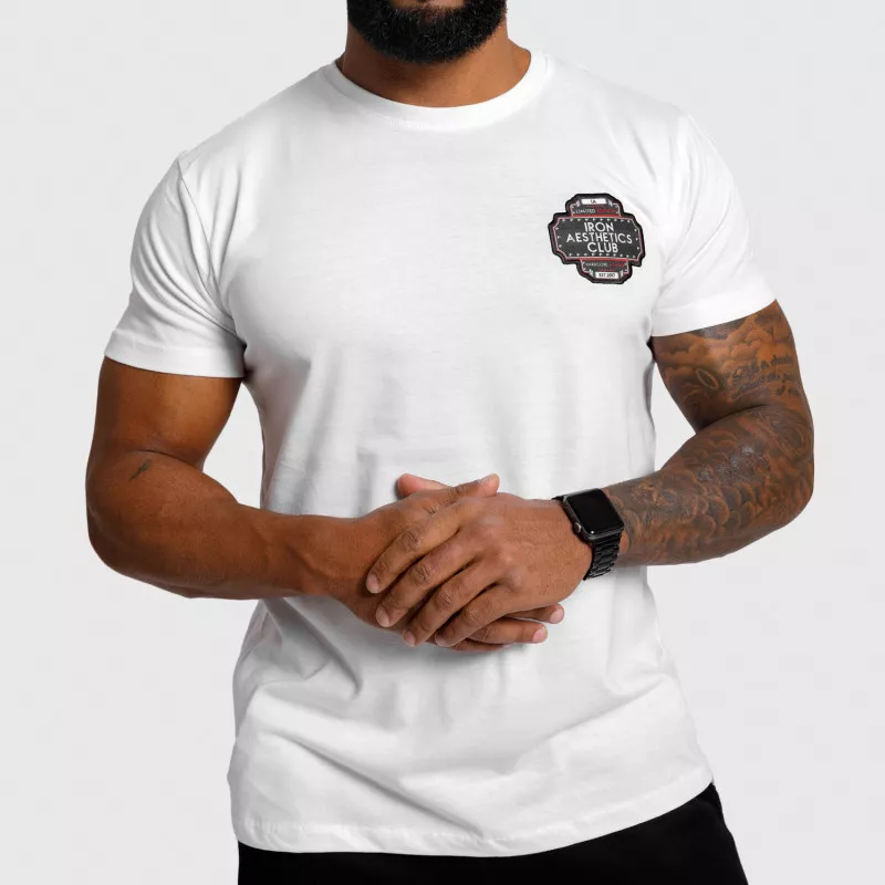 Pánské fitness tričko Iron Aesthetics Badge, bílé-9