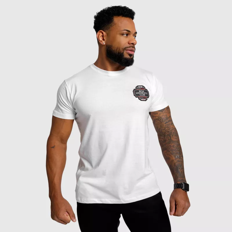 Pánské fitness tričko Iron Aesthetics Badge, bílé-10