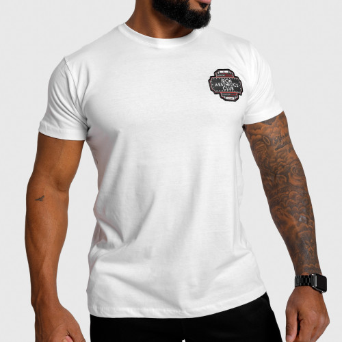 Pánske fitness tričko Iron Aesthetics Badge, biele