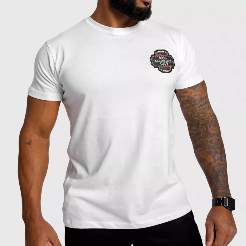 Pánské fitness tričko Iron Aesthetics Badge, bílé-1