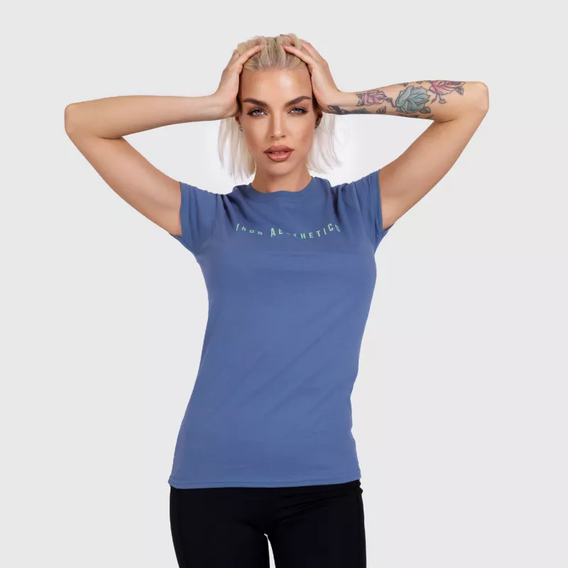 Dámské fitness tričko Iron Aesthetics Signature, modré-3