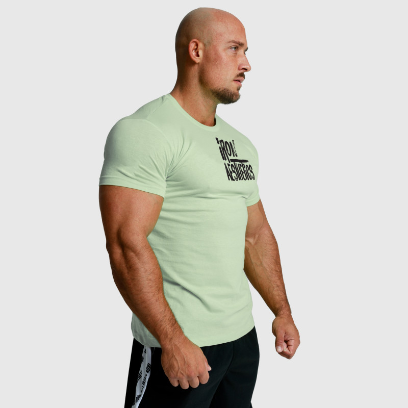 Pánské fitness tričko Iron Aesthetics Splash, zelené sage-5