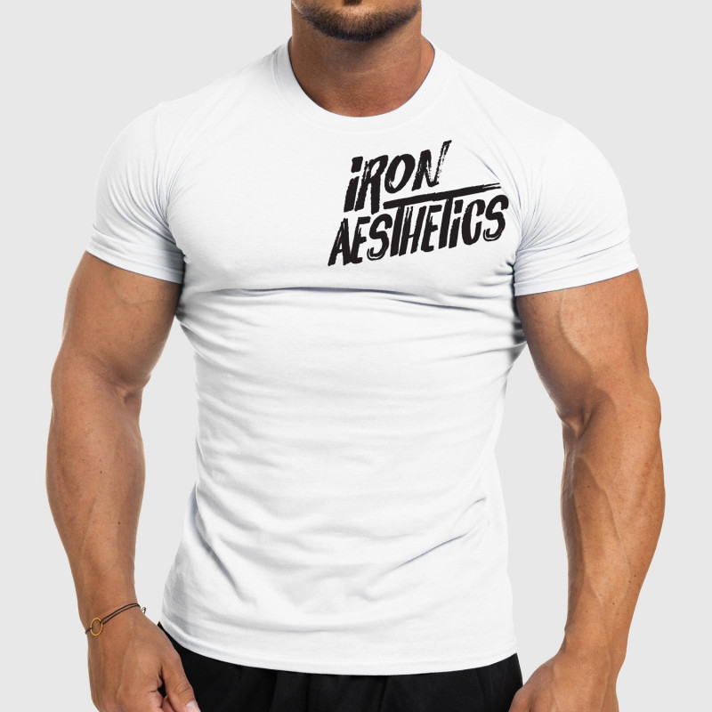 Pánské fitness tričko Iron Aesthetics Splash, bílé-1