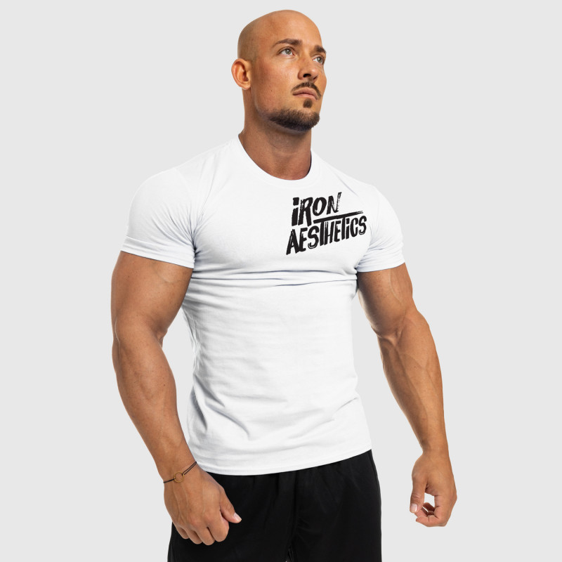 Pánské fitness tričko Iron Aesthetics Splash, bílé-2