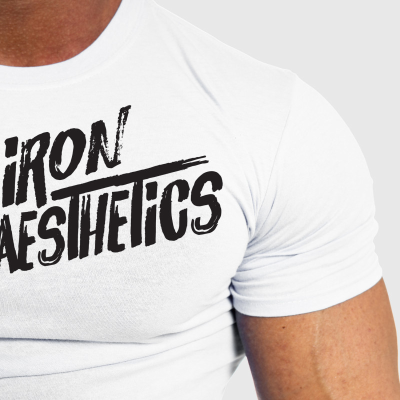 Pánské fitness tričko Iron Aesthetics Splash, bílé-3