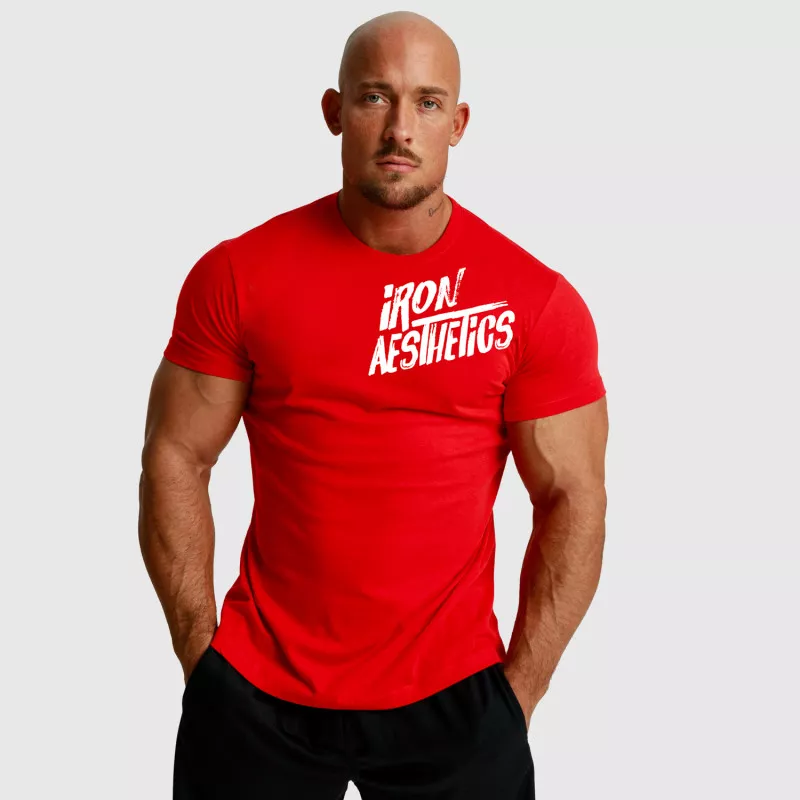 Pánské fitness tričko Iron Aesthetics Splash, červené-5