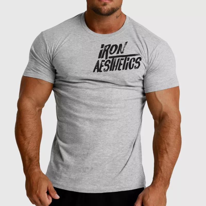 Pánské fitness tričko Iron Aesthetics Splash, šedé-1