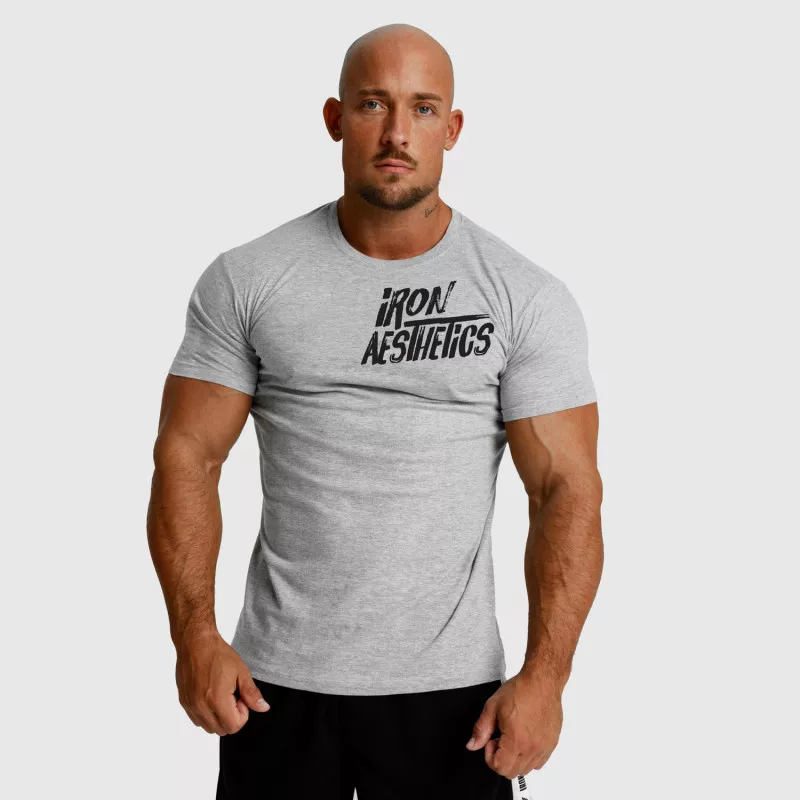 Pánské fitness tričko Iron Aesthetics Splash, šedé-3