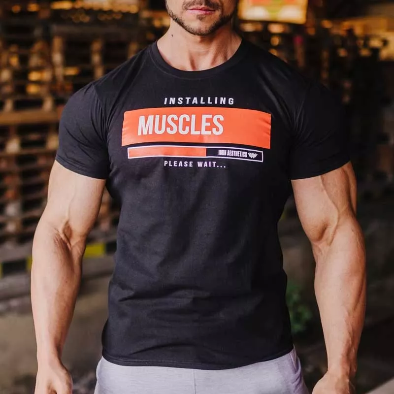 Pánské fitness tričko Iron Aesthetics Installing Muscles, černé-5