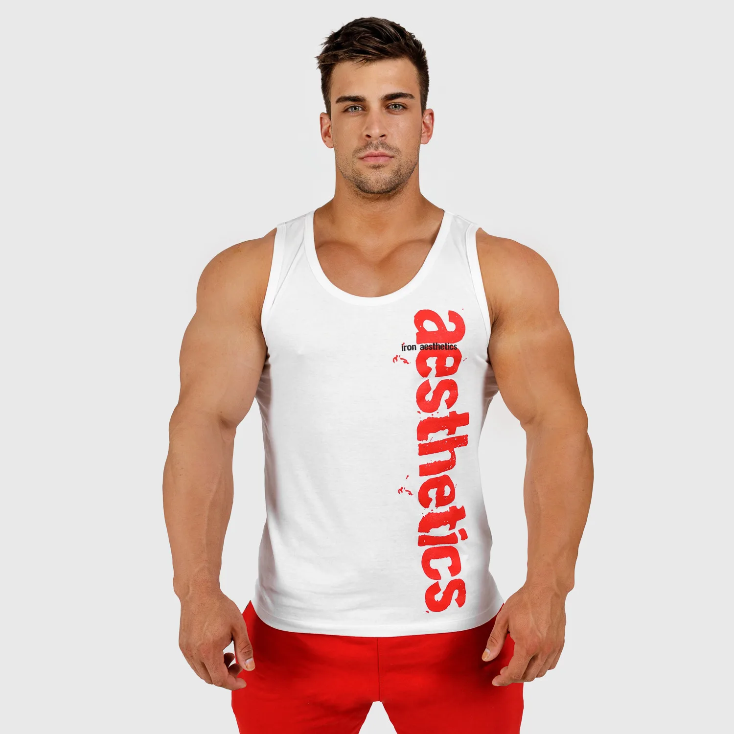 Pánské fitness tílko Iron Aesthetics Cross, bílé-1
