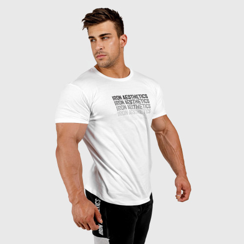 Pánské fitness tričko Iron Aesthetics Shades, bílé