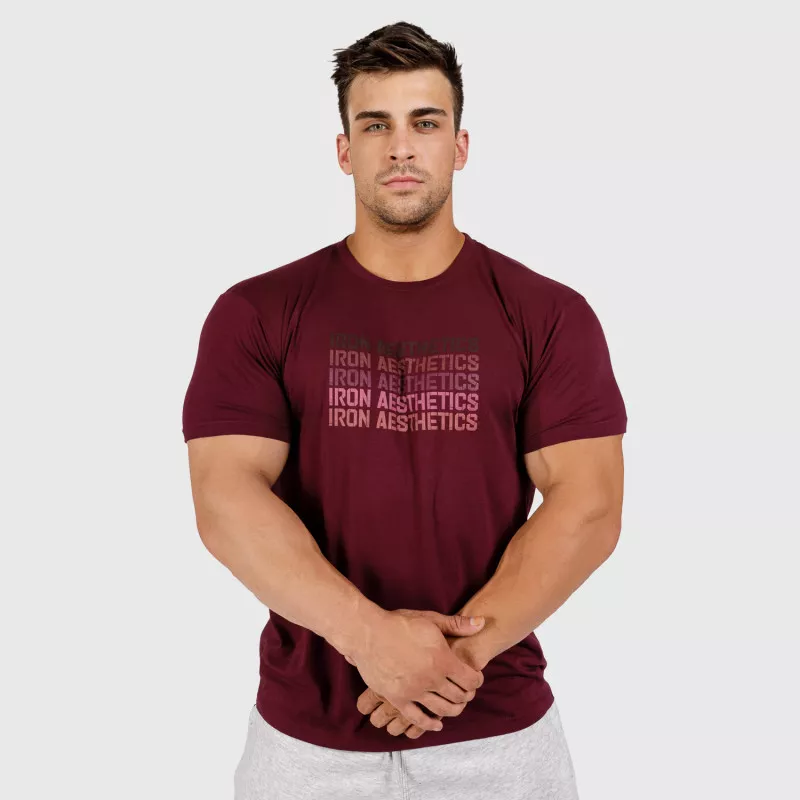 Pánské fitness tričko Iron Aesthetics Shades, bordové-5