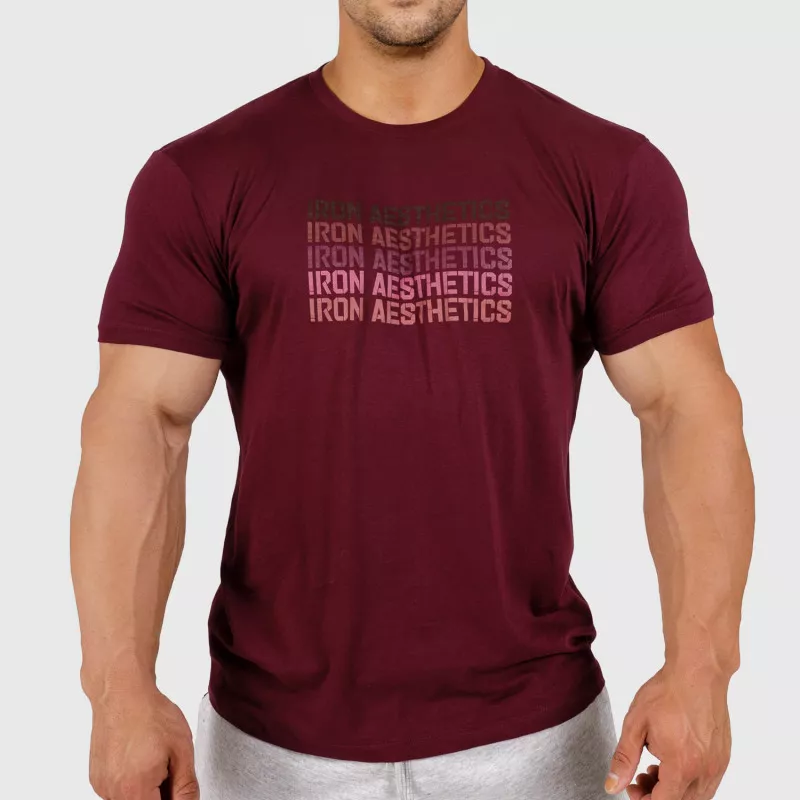 Pánské fitness tričko Iron Aesthetics Shades, bordové-1