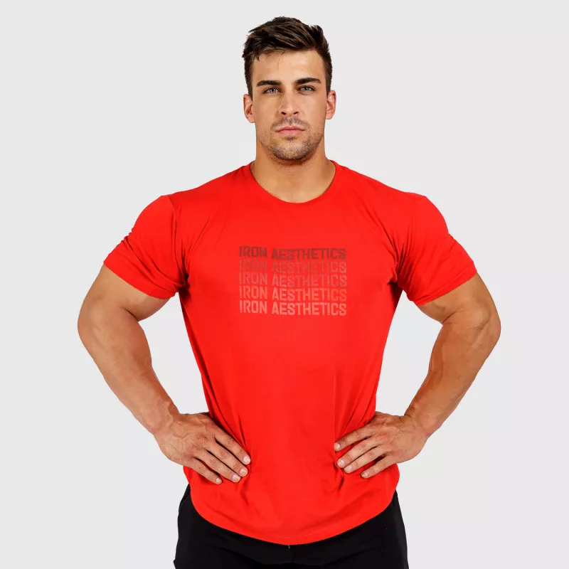 Pánské fitness tričko Iron Aesthetics Shades, červené-3