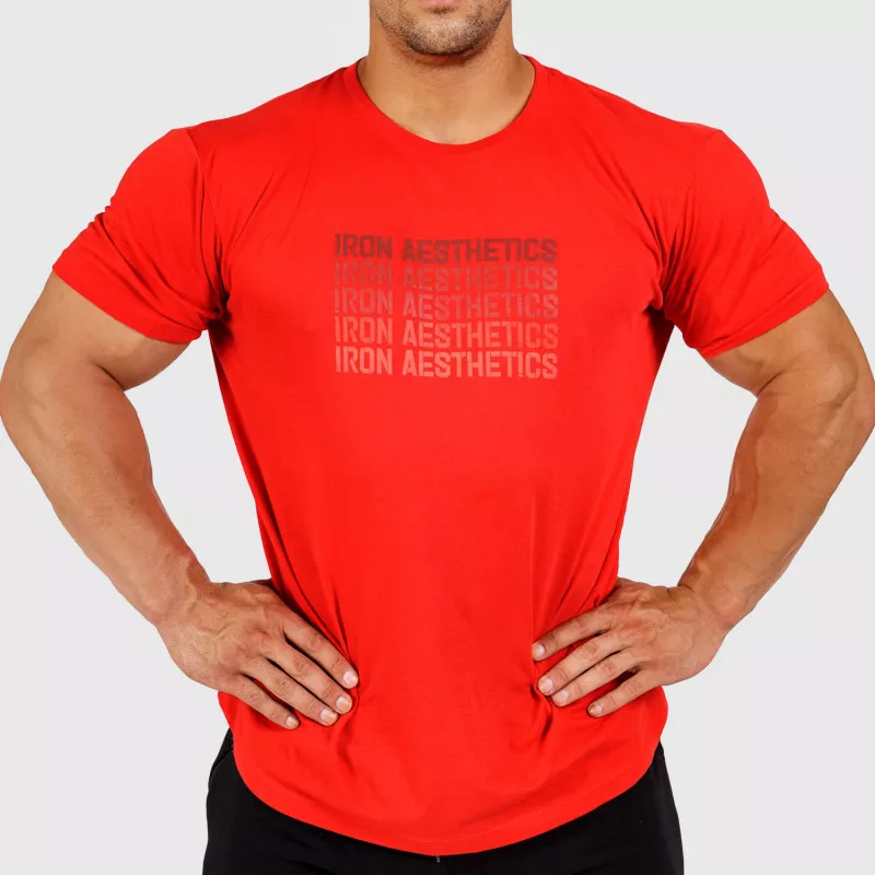 Pánské fitness tričko Iron Aesthetics Shades, červené-1