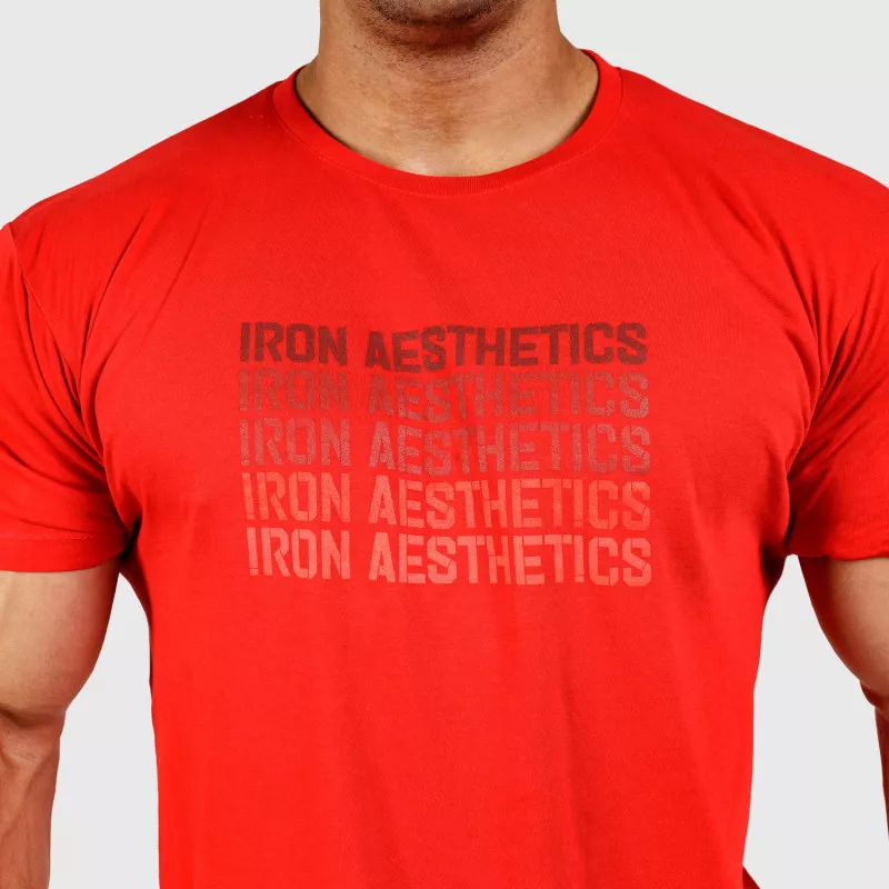 Pánské fitness tričko Iron Aesthetics Shades, červené-5