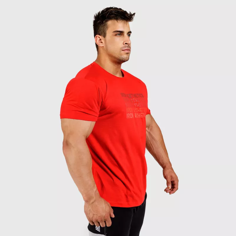 Pánské fitness tričko Iron Aesthetics Shades, červené-2