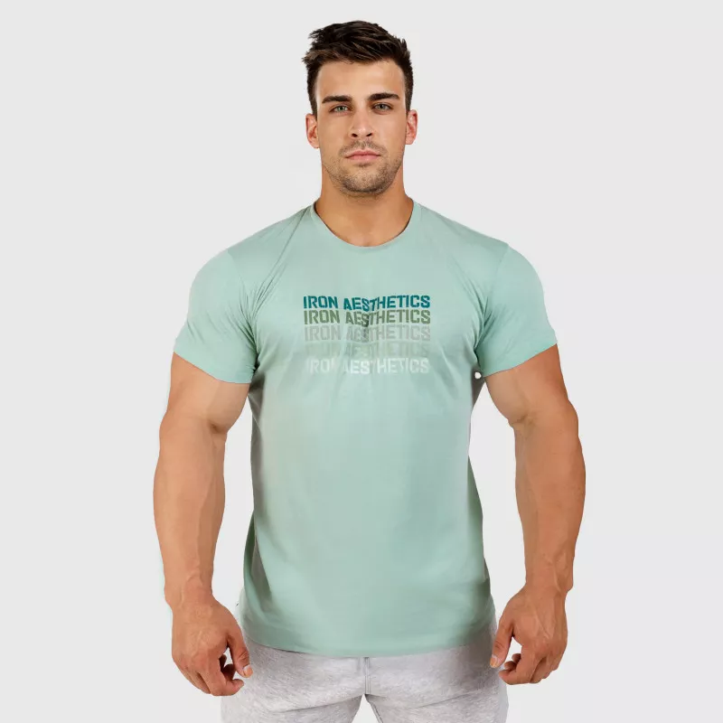 Pánské fitness tričko Iron Aesthetics Shades, zelené sage-4