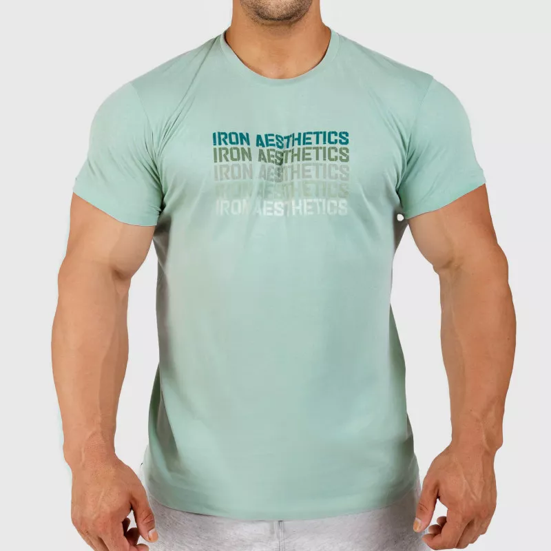 Pánské fitness tričko Iron Aesthetics Shades, zelené sage-1