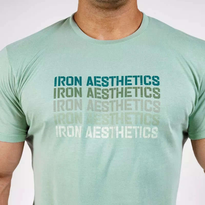 Pánské fitness tričko Iron Aesthetics Shades, zelené sage-6