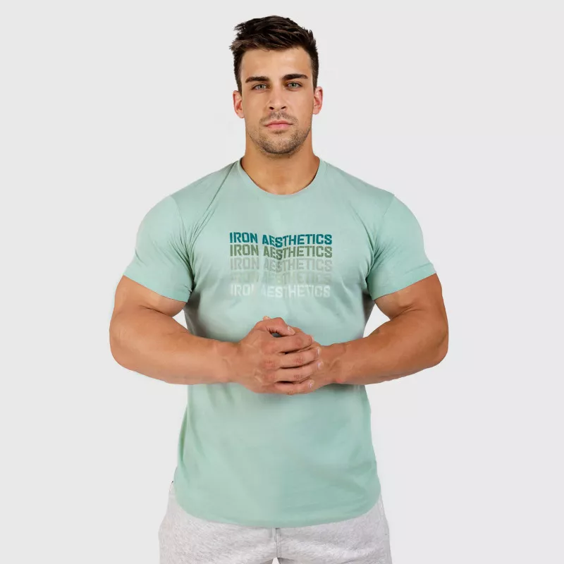 Pánské fitness tričko Iron Aesthetics Shades, zelené sage-7