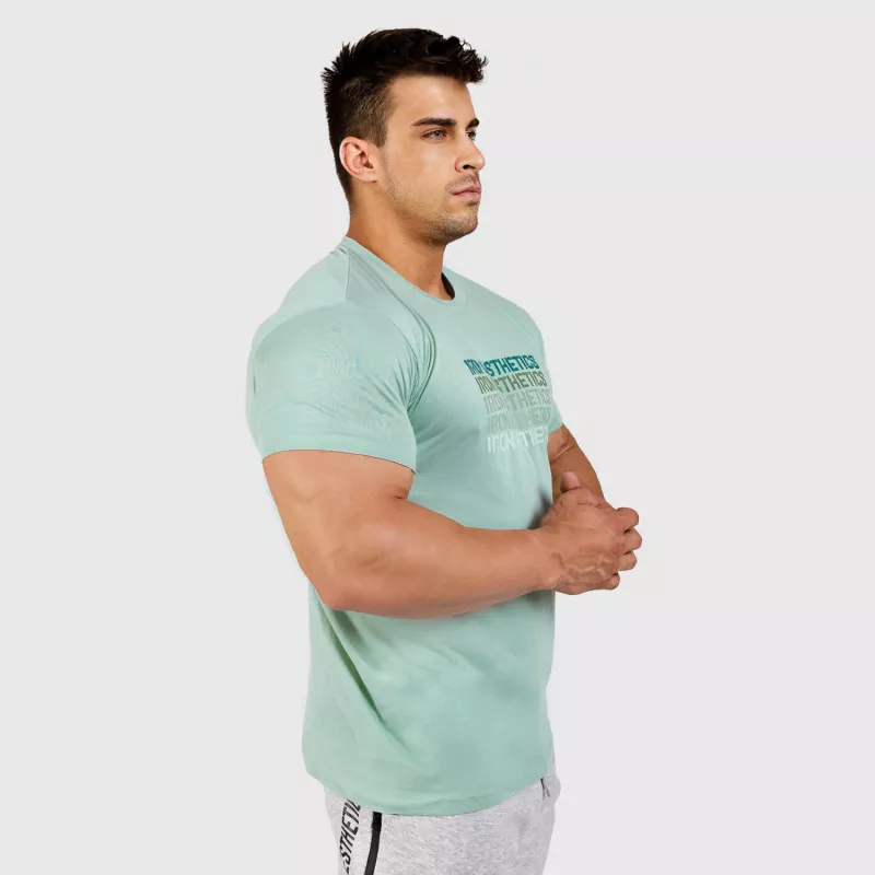 Pánské fitness tričko Iron Aesthetics Shades, zelené sage-3