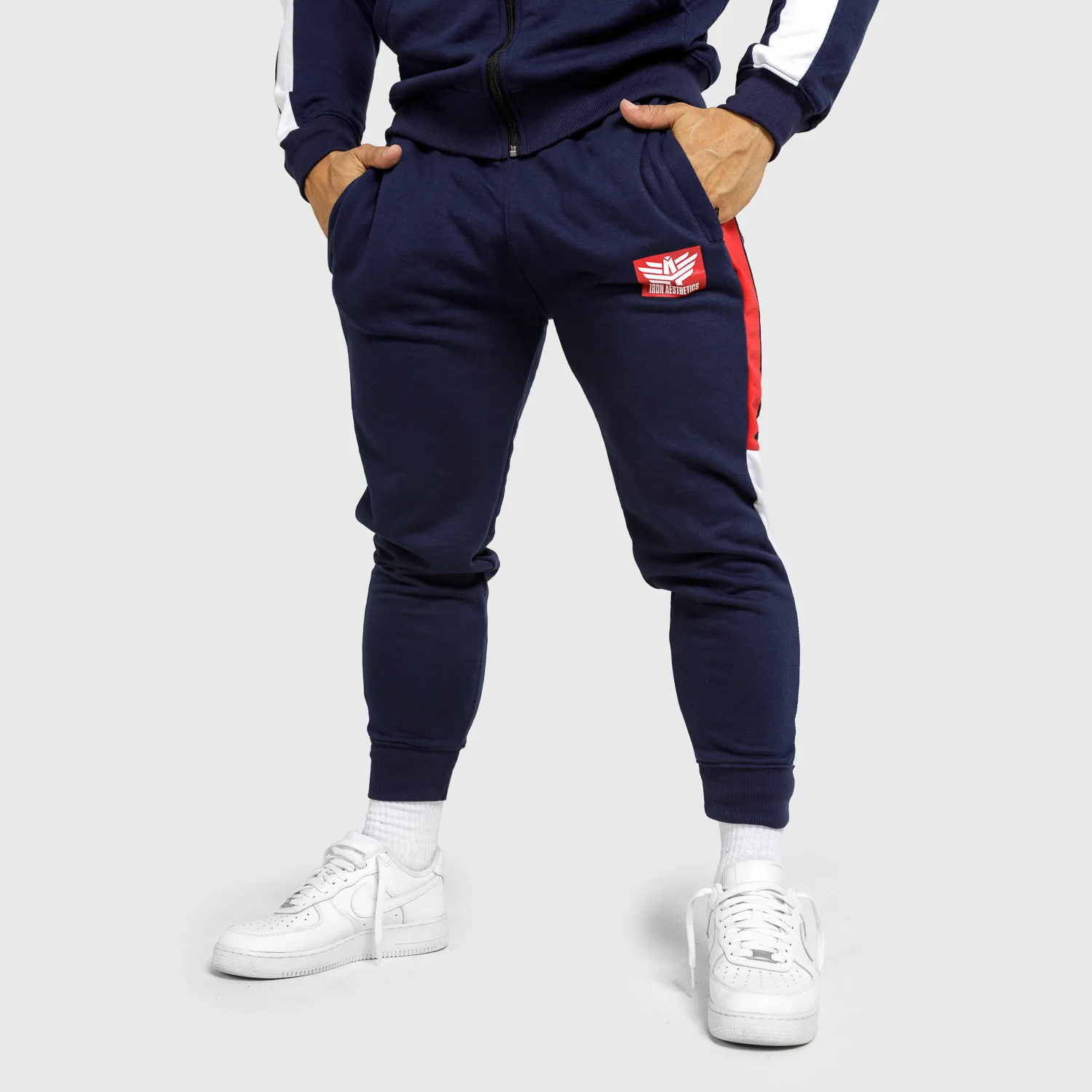 Jogger tepláky Iron Aesthetics Tricolora, navy-1