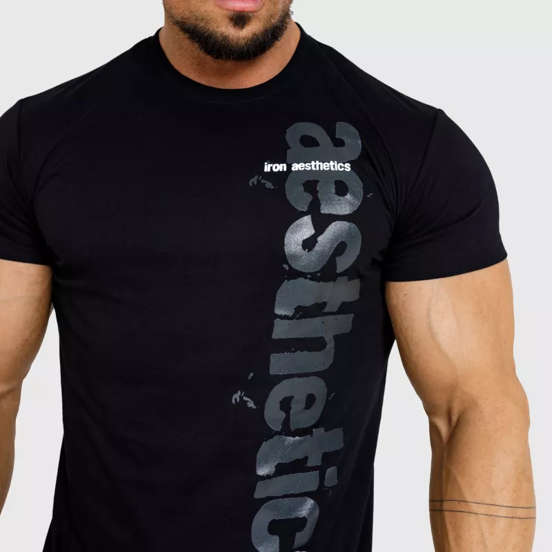 Pánské fitness tričko Iron Aesthetics Cross, černé-4