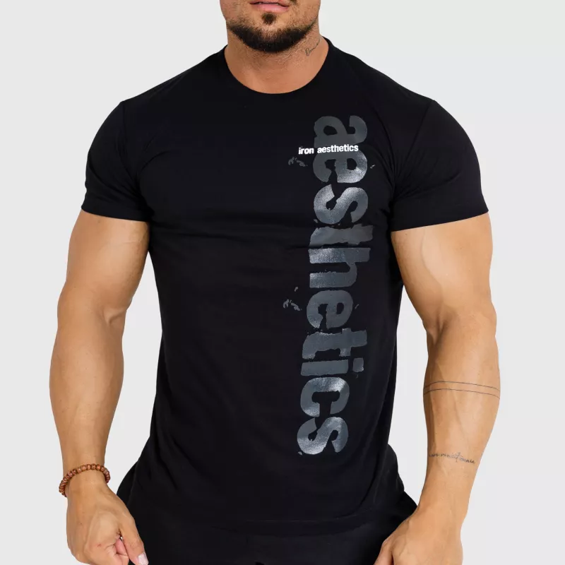 Pánské fitness tričko Iron Aesthetics Cross, černé-1