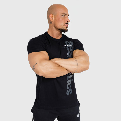 Pánské fitness tričko Iron Aesthetics Cross, černé