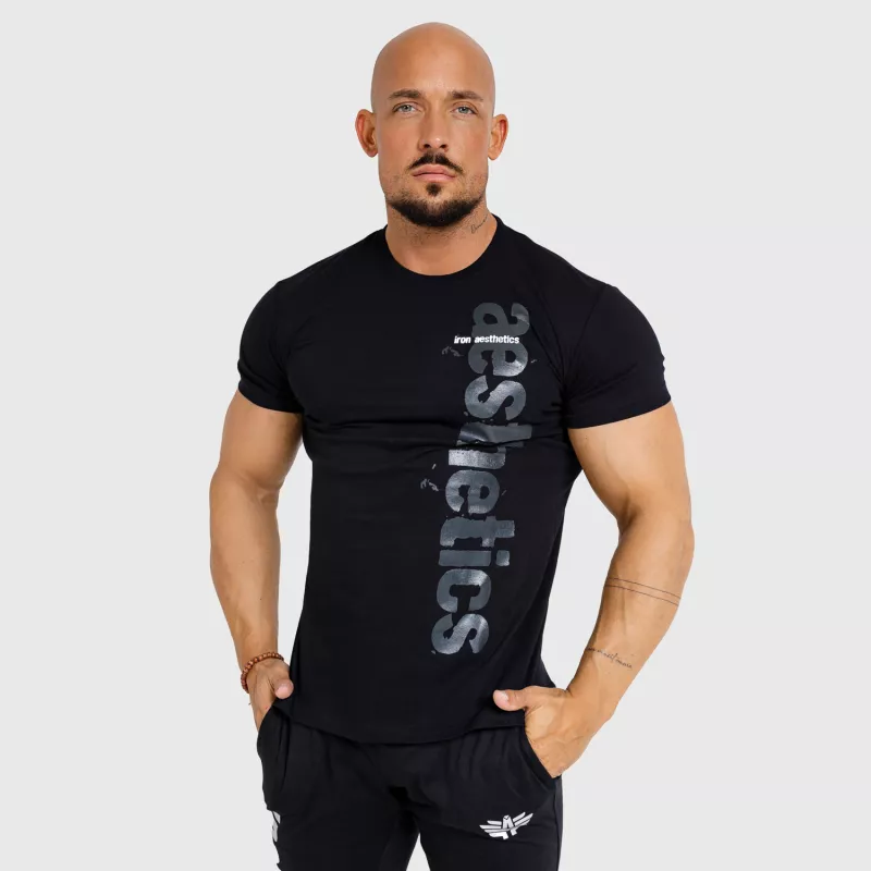 Pánské fitness tričko Iron Aesthetics Cross, černé-3