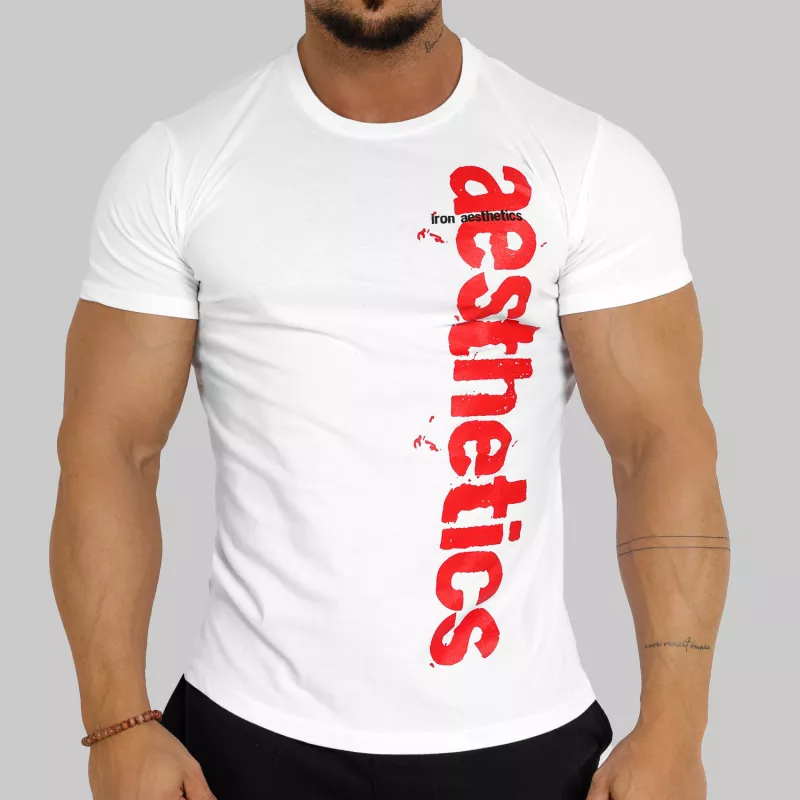 Pánské fitness tričko Iron Aesthetics Cross, bílé-1