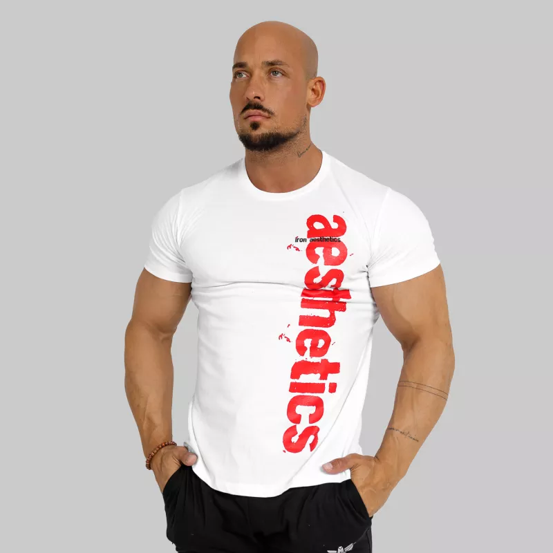 Pánské fitness tričko Iron Aesthetics Cross, bílé-4