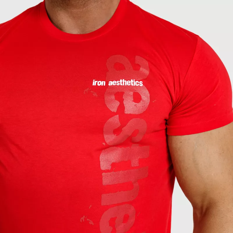 Pánské fitness tričko Iron Aesthetics Cross, červené-5