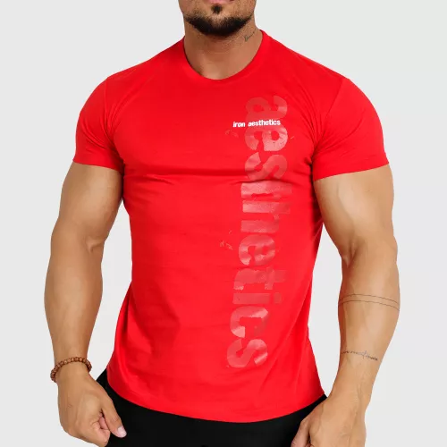 Pánské fitness tričko Iron Aesthetics Cross, červené