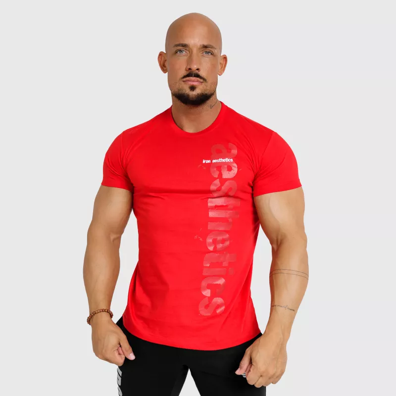 Pánské fitness tričko Iron Aesthetics Cross, červené-4