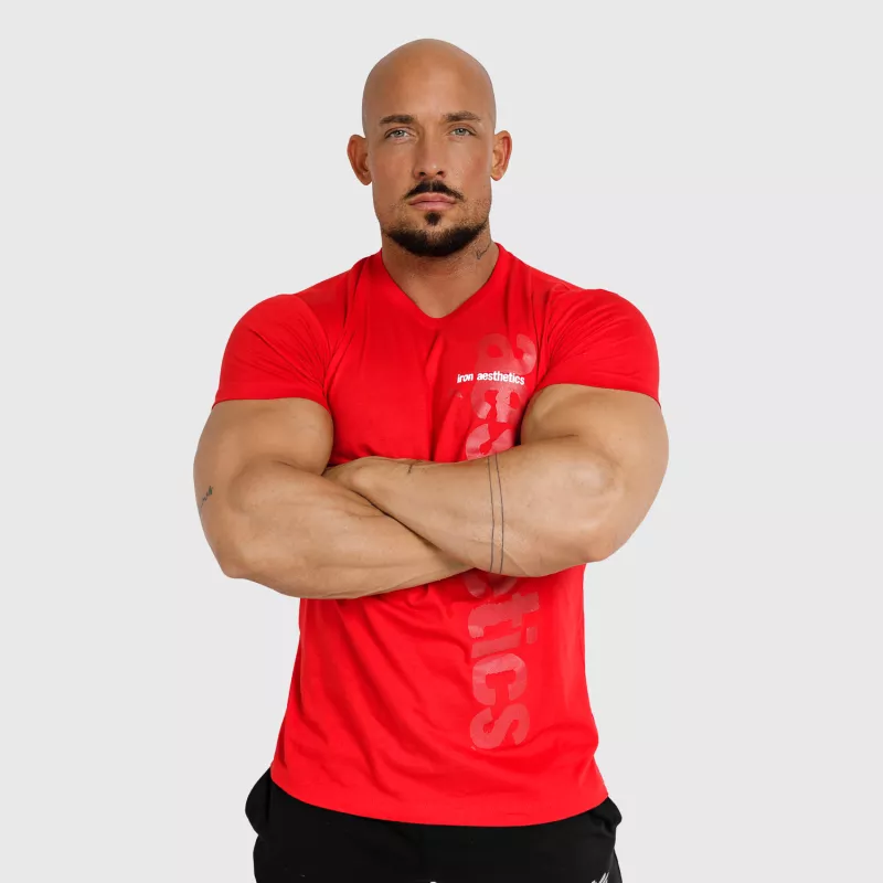 Pánské fitness tričko Iron Aesthetics Cross, červené-2