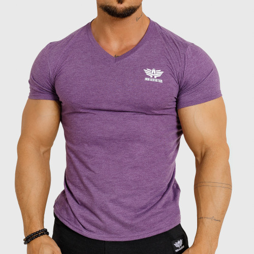 Pánské tričko Iron Aesthetics V-neck, aubergine