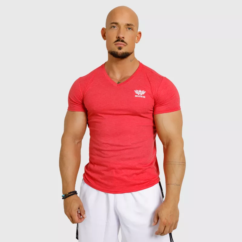 Pánské tričko Iron Aesthetics V-neck, červené-4