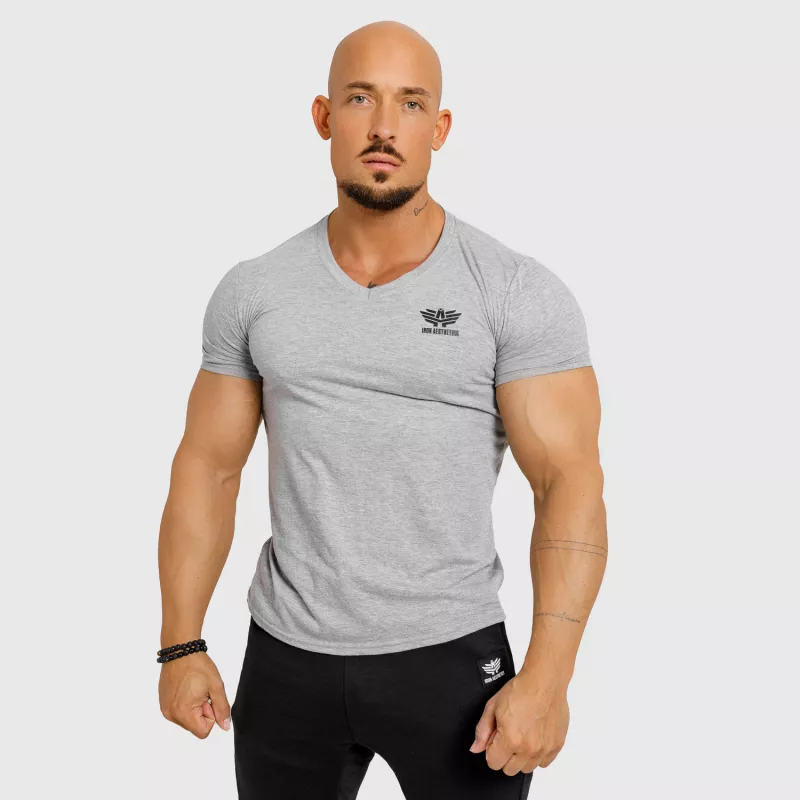 Pánské tričko Iron Aesthetics V-neck, šedé-4