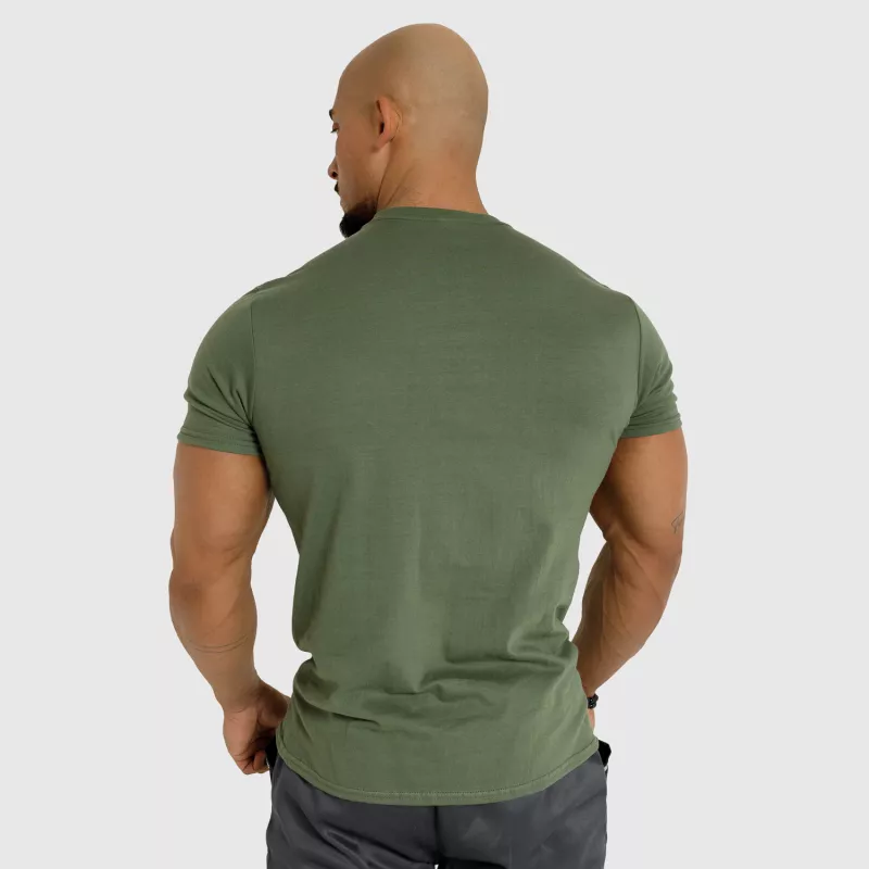 Pánské fitness tričko Iron Aesthetics Puff, vojenská zelená-7