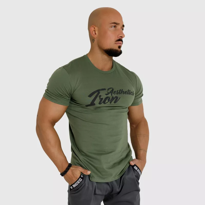 Pánské fitness tričko Iron Aesthetics Puff, vojenská zelená-3